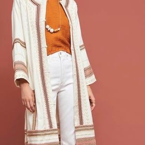 FRYE moroccan style ornamental embroidered light coat 3/4 sleeve XS/S